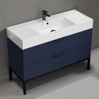 Bathroom Vanity Modern Bathroom Vanity, Navy Blue, 48 Inch, Free Standing Nameeks DERIN437